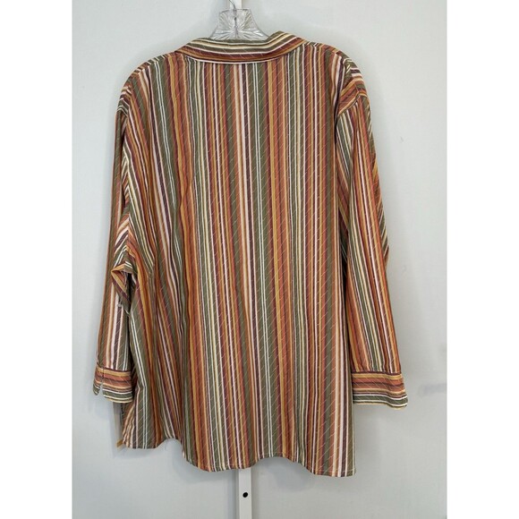Alfred Dunner Women’s 24W Striped Button Front Shirt Top 3/4 Sleeve Cotton Blend - Picture 2 of 10